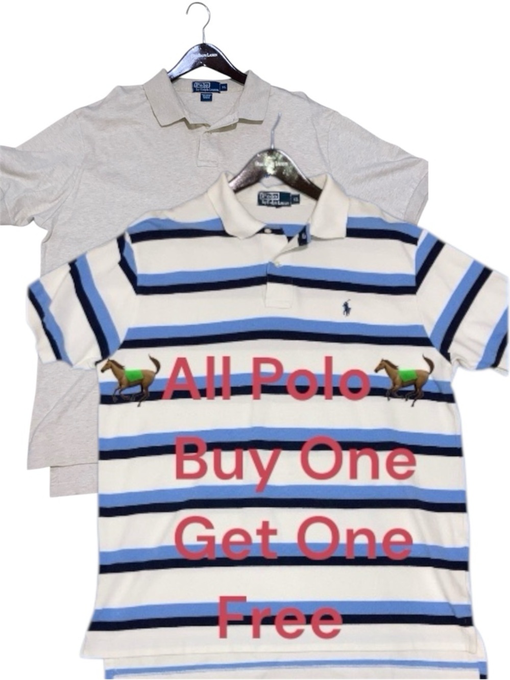 2 for $20 “Polo Ralph Lauren” Vintage 2000s strip short sleeve xl